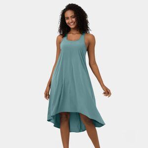 Halara Racerback Side Pocket High Low Flowy Midi Casual Dress Mineral Blue NWT